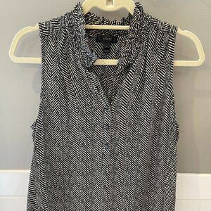 J. Crew Black and White Herringbone Silk Tank | 4